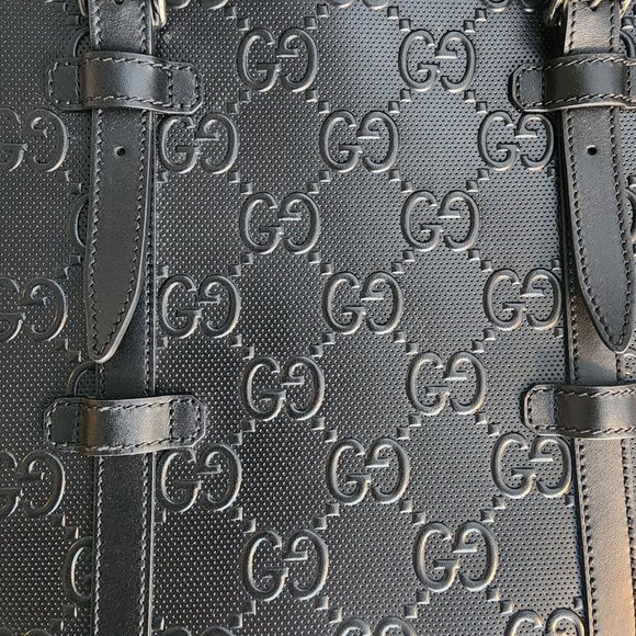 Calfskin GG Embossed Tote Bag Black - Picture 10 of 13
